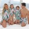 Frauen Mädchen Badeanzug Einteilige Badebekleidung Familie Outfits Passende Badehosen Shorts Für Kinder Jungen Männer Beachwear Badeanzüge 210417