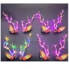 Colorful LED Light Christmas Elk Horn Hair Pin Clips Luminous Antler Deer Hairpin Girls Xmas Gift Hairband 3D Reindeer Party Favor RRA10188