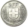 Hobo A Set von 1937-1954 5 stücke Schweiz (Eidgenossenschaft) Handwerk Silber 5 Franken (5 Franken) Kopie Münzverzierungen Dekoration Zubehör Durchmesser: 31.45mm