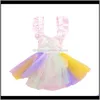 Roupa de bebê roupas de verão lantejoula arco-íris tutu fada saia infantil sling princesa curta vestido gpg meninas vestidos rpk0e