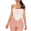 Sexy ruched roze corset crop top van dames