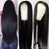 Lace Front Wig Haute Densité Résistant À La Chaleur Perruques Synthétiques Sans Colle 150% Densité Naturel Long Soyeux Droite Noir Couleur Brésilien Complet pour Femme