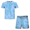 Erkek Eşofman 2021 Yaz Set Baskı T-Shirt Plaj Şort İki Parçalı Setleri Moda Giyim Artı Boyutu Açık Fitness Koşu