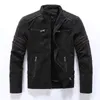 New Motorcycle Washed Retro Velour Leather Jacket Winter Jacket Men Stand Collar Mens 3 Color Top Coats Plus Size