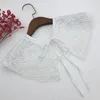 Double Layer Fake Collar Shawl Sweet Embroidery Floral Lace Decorative Necklace Half Shirt Hollow Mini Poncho Capelet