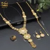 African Fine Jewelry Sets Gold Color Necklaces & Earrings Set Indian Bracelet Rings For Women Dubai Nigerian Wedding Gifts H1022