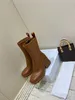 Direct selling high-quality women's boots fashion soft slide PVC zipper bare boot thick heel 6cm show party rain shoes luxury box 35-40