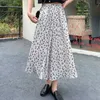 Verdikte vintage bloemenprint A-lijn geplooide lange rok vrouwen Koreaanse straatkleding Elastische taille Midi bekleed 210621