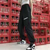 Spring Summer Harajuku BF Cargo Pants Streetwear Hip Hop Trousers High Waist Loose Ribbon Female 210531