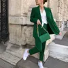 Casual Femme Vert À Manches Longues Blazer Printemps Mode Dames Lâche Streetwear Outwear Femme Élégant Solide Bouton Jacke 210515