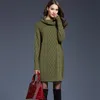 Casual Dresses 2022 Winter Crochet Sweater Dress Plus Size Spring Women Long Sleeves Turtleneck Black Knitted Lady