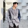 Iefb vår sommar koreanska temperament personlighet tre dimensionell skräddarsy grå kostym nisch design långärmad blazer 210524