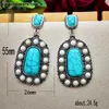 Pendientes Collar Vintage Blanco Pequeño Grano Cuadrado Piedra Pendiente Largo Étnico Natural Azul Turquesa Cuelga Para Mujer Moda Boh301T