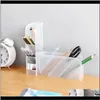 Bins Housekeeping Organization Home Gardenmulti-Function 4-Grid Desktop Pen Holder Office School Storage Case Plastic Box Desk Pencil Stand S