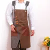 Durable Goods Apron Canvas Cross Back Adjustable Apron with Pockets for Women and Men Kitchen Cooking Baking Bib Apron 210622