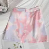 Fashion casual denim short skirt women wild tie-dye bag hip mini spring summer Korean high waist 210420