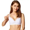 Momanda Kvinnors Lace Trim Wire Free Cotton Soft Cup Maternity Nursing Bra Y0925