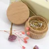 Beech Wood Small Round Storage Boxes Retro Vintage Ring Box for Wedding Natural Wooden Jewelry Case ZZE5640