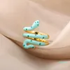 Wedding Rings Open Spotted Snake For Women Men Gold Dripping Oil Animal Finger Ring Gothic Birthday Party Jewelry Accessories 2021