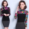 Blusas Mujer De Moda automne coréen mince femmes Blouses à manches longues tempérament dames maille imprimer chemises femmes 5932 50 210527