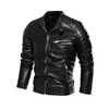 Jaquetas de couro dos homens jaquetas de couro alinhado alinhado morno casaco de motocicleta Slim Fit streetwear moda motociclista casaco plissado design zipper l 3xl