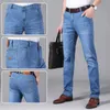 Brother Wang Mężczyźni Jeans Business Casual Light Blue Elastyczny Force Moda Denim Jeans Spodnie Male Spodnie marki 211008