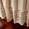 Handmade Cotton Linen Kitchen Short Curtain Crochet Lace Hollow Tassel Beige Valance Cafe Kitchen Door Window Drapes 210913