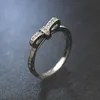 Zilveren sprankelende boog knoop stapelbare ring voor vrouwen ringen met kristal origineel cadeau sieraden bruiloft verlovingsfeest zoet