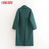Tangada mulheres inverno escuro verde elegante casaco quente casaco casaco feminino outerwear chic casaco 1d239 210609