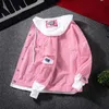 #7412 Spring Red Pink Black Dżines Men Men Slim Streetwear Ripped Denim Matie Men Hip Hop Bomber Kurtka Homme SH1909022598