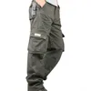 Herren Cargohose Baumwolle Casual Lange Hose Plus Multi Pocket Pantalon Homme Mode Militärische Taktische 210715