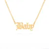 10st Old English Letter Word baby halsband Rostfritt stål Inledande alfabetnamn Logotypen Pendant Charm Chain Minimalist Collar Choker Jewelry for Women Party