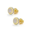 High Quality 925 Sterling Silver Yellow Gold Plated Iced Out Bling CZ Round Screw Backs Earrings for Men Women Jewelry8201555