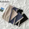 Korobov femmes décontracté Hit couleur Patchwork pantalon coréen laçage large jambe pantalon Harajuku Vintage pantalons de survêtement Femme 210430