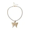 Statement Butterfly Necklaces Tennis Chain choker Crystal Bling butterfly pendant necklace for women fashion jewelry