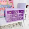 WG KAWAII NINE GRATT DESKTOP LAGRING BOX Lådan Dammsäker kosmetika Smycken Nail Stuff Organizer Hylla Makeup Organizing Case 210922