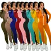 Zipper Z Kapturem Fitness Casual Party Sukienki Sporty Pajacyki Damskie Kombinezon Z Długim Rękawem Jesień Moda Trening Solid One Piece Stroje 01191