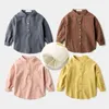 Fashion Autumn Children Shirts Cotton Linen Boy Loose Casual Solid Thicken Long Sleeve Shirt Kids Tops Girl Warm Clothes 210331