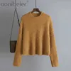 Maglioni lavorati a maglia Maglioni caldi e spessi da donna Maglieria a maniche lunghe con spalle scoperte Maglieria casual femminile Pullover allentati Top 210604