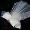 Hårklipp Barrettes Brudblomma Bow Hairpin Satin Veil Wedding Headwear Bride Styling Clip Handgjorda tillbehörsmycken 2021
