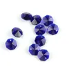 14mm 200pcs / lot Dark Blue Color Crystal Octagon Beads in 2 holes voor bruiloftstrengen kroonluchter kralen onderdelen