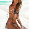 Costumi da bagno da donna Bikini da donna europei e americani 2022 Sexy Halter Vita alta stampata floreale Brasile Beach