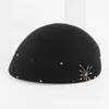 H781 Women Beret Hat Girl Winter Fall British Woolen Cap Female Shopping Party Banquet Diamond Decoration Elegant Simple Hats1