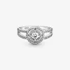 100% 925 Sterling Silver Sparkling Double Halo Ring for Women Wedding Engagement Rings Fashion Jewelry2576