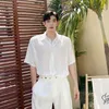 Erkekler sıradan gömlekler moda fantezi gömlek erkekler için camisa 2021 maskulina trend marka kravat tasarımı yaz lüks beyaz Korece