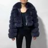 RF1982 Winter Woman Fashion Short Style Slim Fit Rits Real Fox Fur Jacket 210927