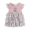 Mudkingdom Summer Baby Girl Dress Tiered Heart Cheetah Toddler Klänningar För Barn Ruffle Ärm Flickor Kläder Leopard Print Party 210615