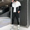 남성용 Tracksuits 2021 캐주얼 세트 패치 워크 힙합 대학 스타일 한국어 2piece Streetwear 피트니스 남성 Tracksuit 중국어 크기 XS-3XL