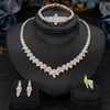 Oorbellen Ketting Unieke Ontwerp Vrouwen Bruiloft Sieraden Set Cubic Zirconia 4 Stks Jaar Gift Nigeriaanse Bridal Ring Engagement Accessoires