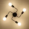 Meerdere staafmetaal kroonluchter vintage lron plafondlampen Edison E27 lamplamparas lamp voor huisverlichtingsbeveiliging Nordic Keukeneiland Black 2.0